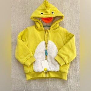 Baby Boden 12-18 Months Yellow Duck Sherpa Hoodie Jacket Full Zip NWT